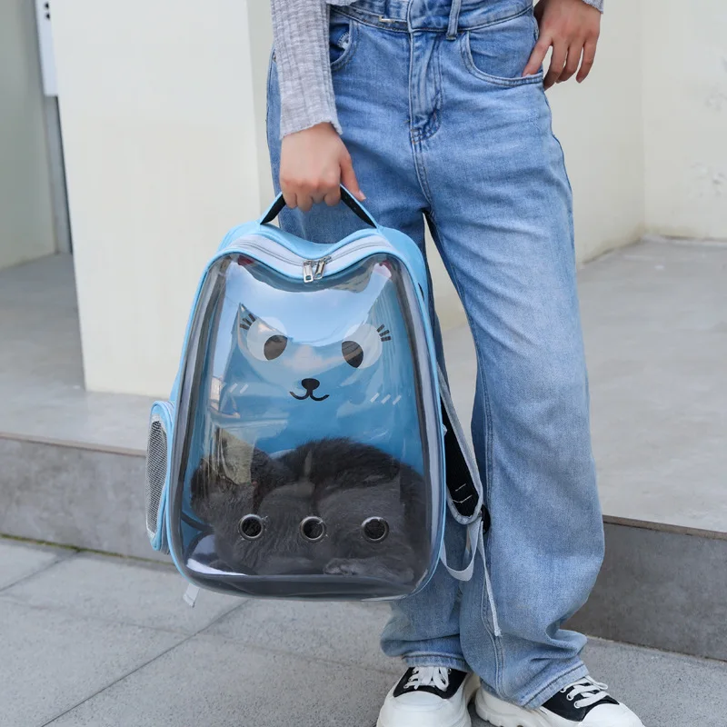 Mochila transportín transparente para gatos y perros, doble correa - imagen 3