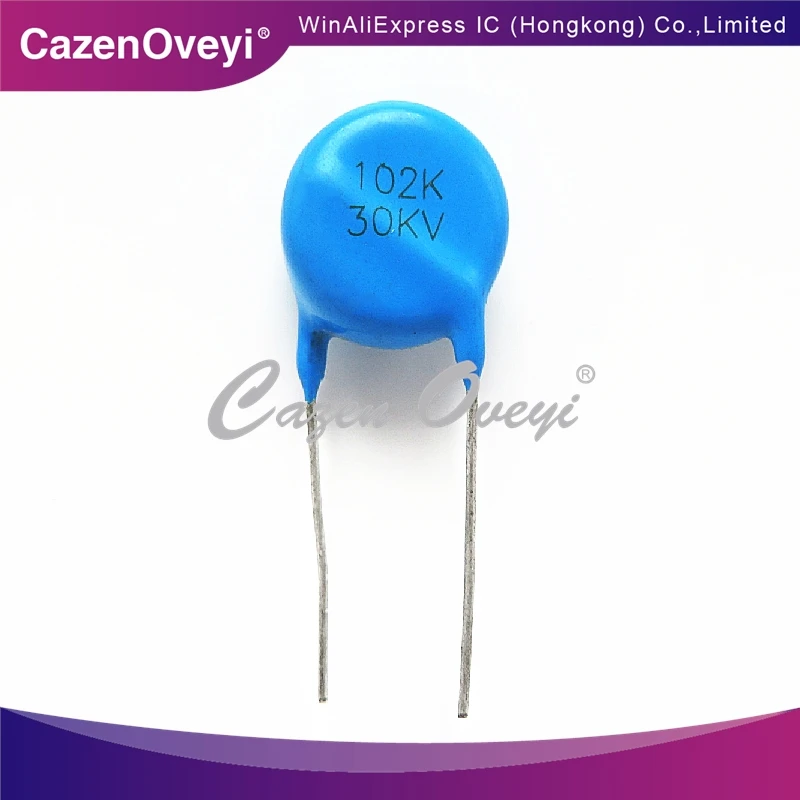 102K 30KV high voltage capacitor 0.001UF 1NF straight plug 30000V blue round