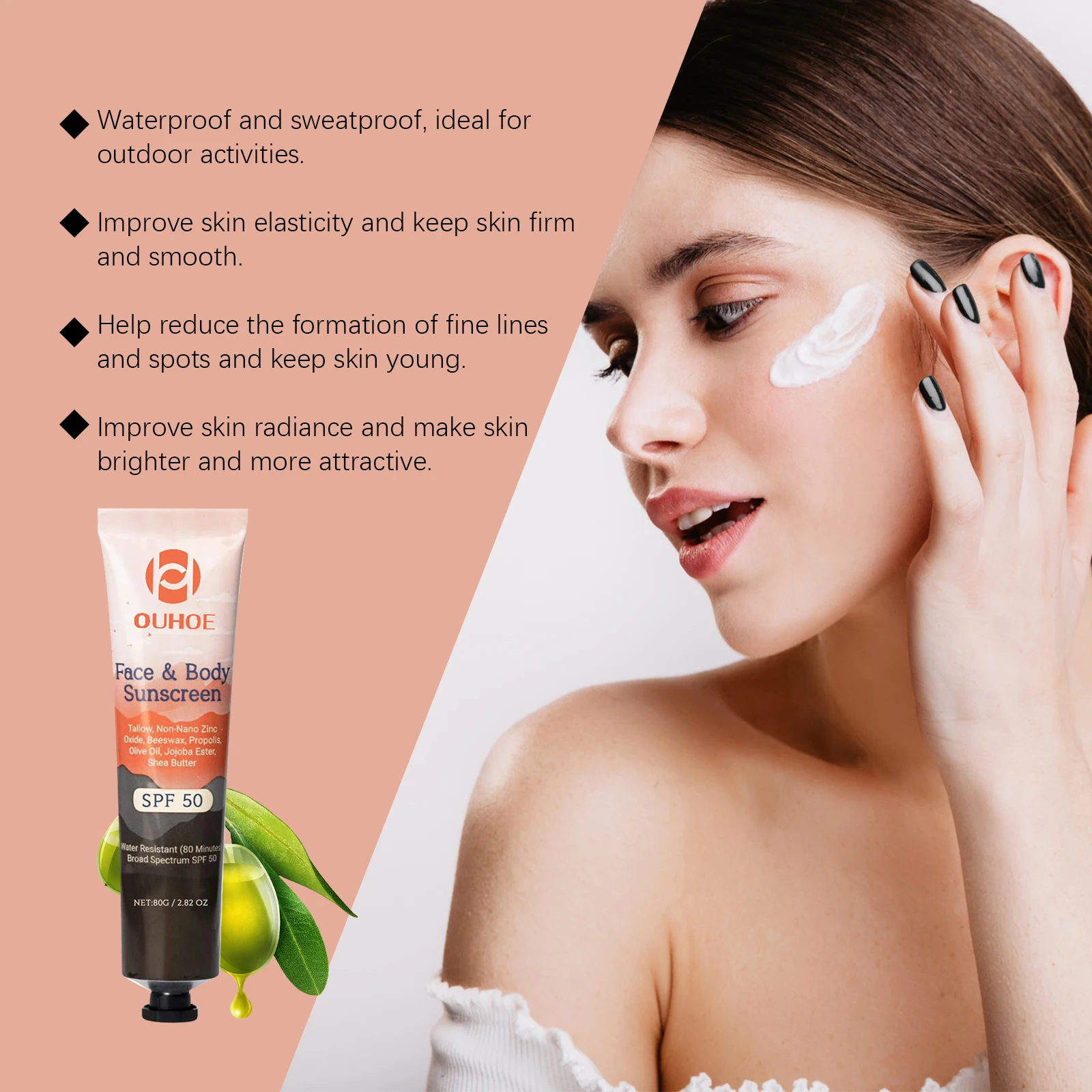 Facial Body Sunscreen UV Protection Waterproof Oil Control Sunblock Moisturizing Brightening Refresh Summer Anti Sunburn Spf50+