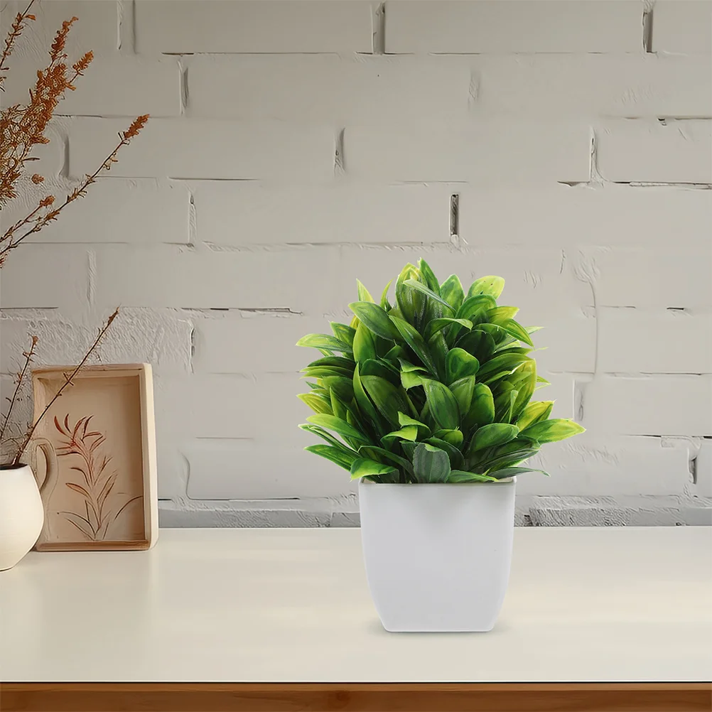 

2pcs Artificial Bonsai Plants Realistic Fake Green Indoor Desk Decor For Home Office Faux Potted Small Plants Housewarming Gift