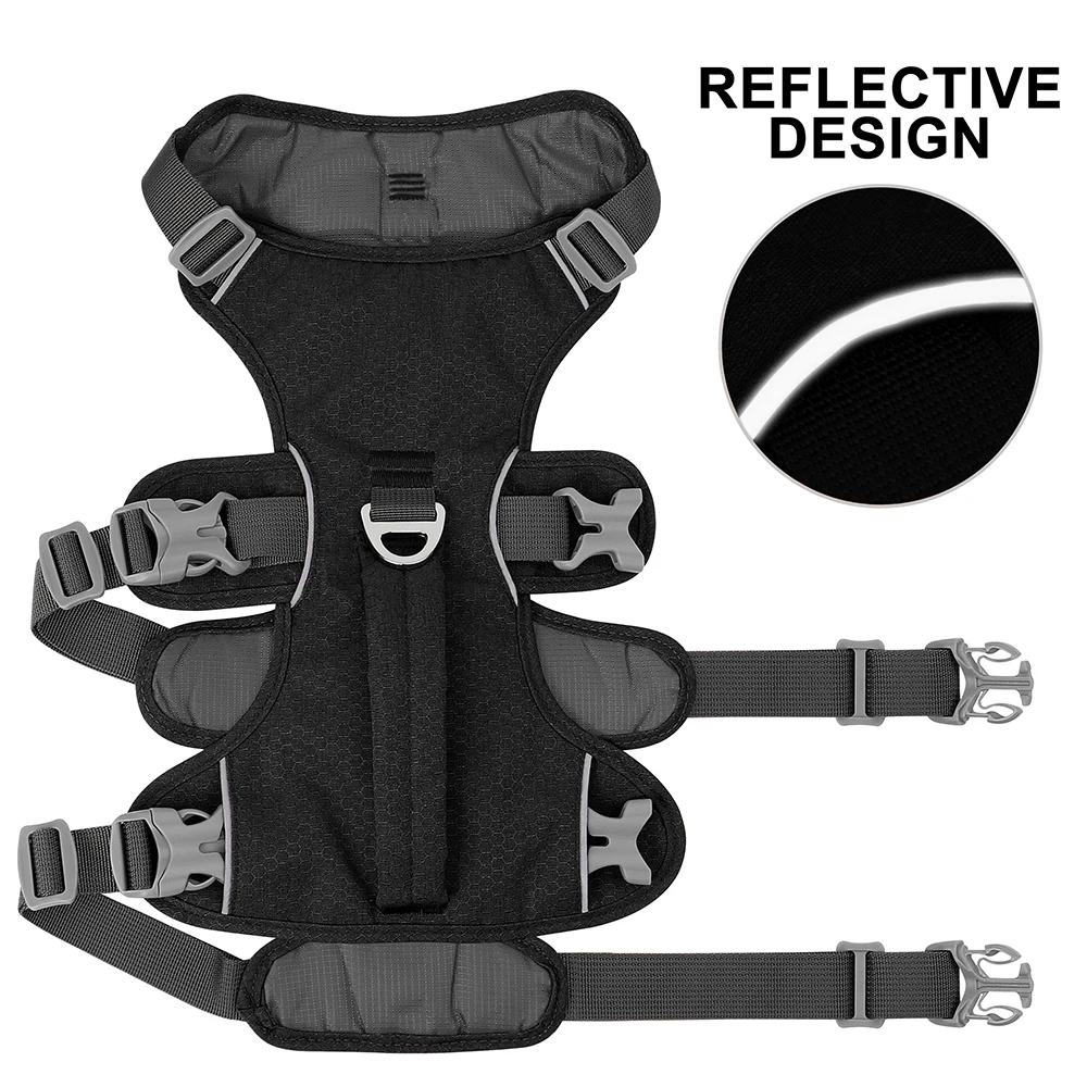 Escape Proof Nylon Dog Harness Reflective Dog Harnesses Durable Pet Vest With Handle Adjustable for Small Medium Large Dogs Pug