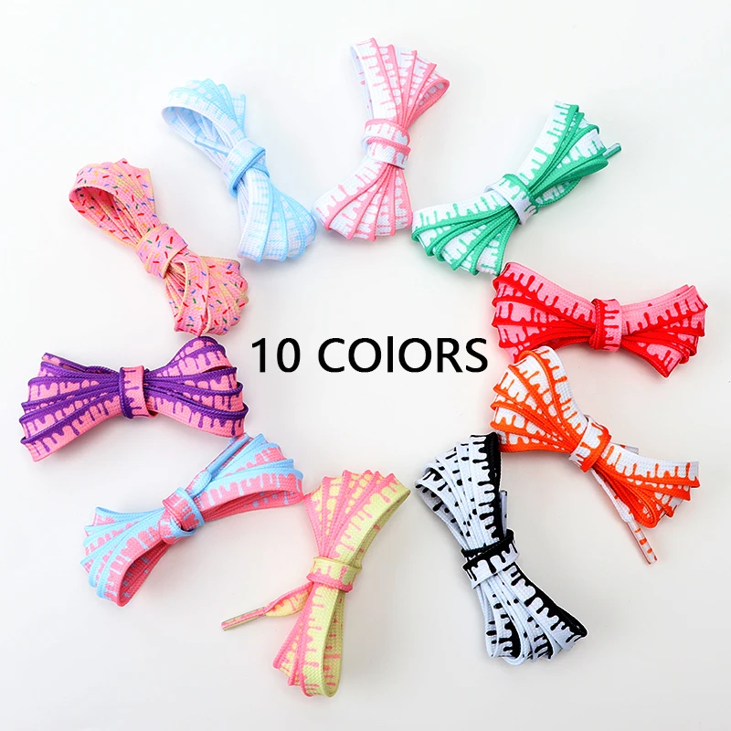 1Pair Cute Ice Cream Shoelaces Rubber Band For Canvas Shoes Kid Adult Leisure Laces Sneakers Casual Sport Shoestring Accessories