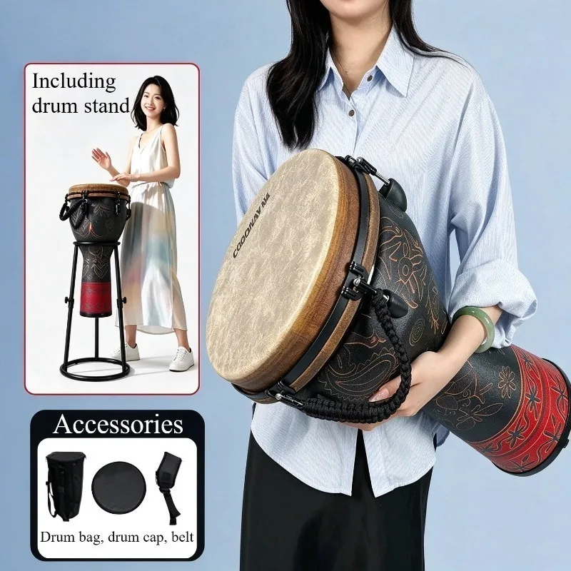 12 Inch Djembe Adult African Drum Sound Healing Beginners Professional African Hand Drums Traditional Large Musical Instruments