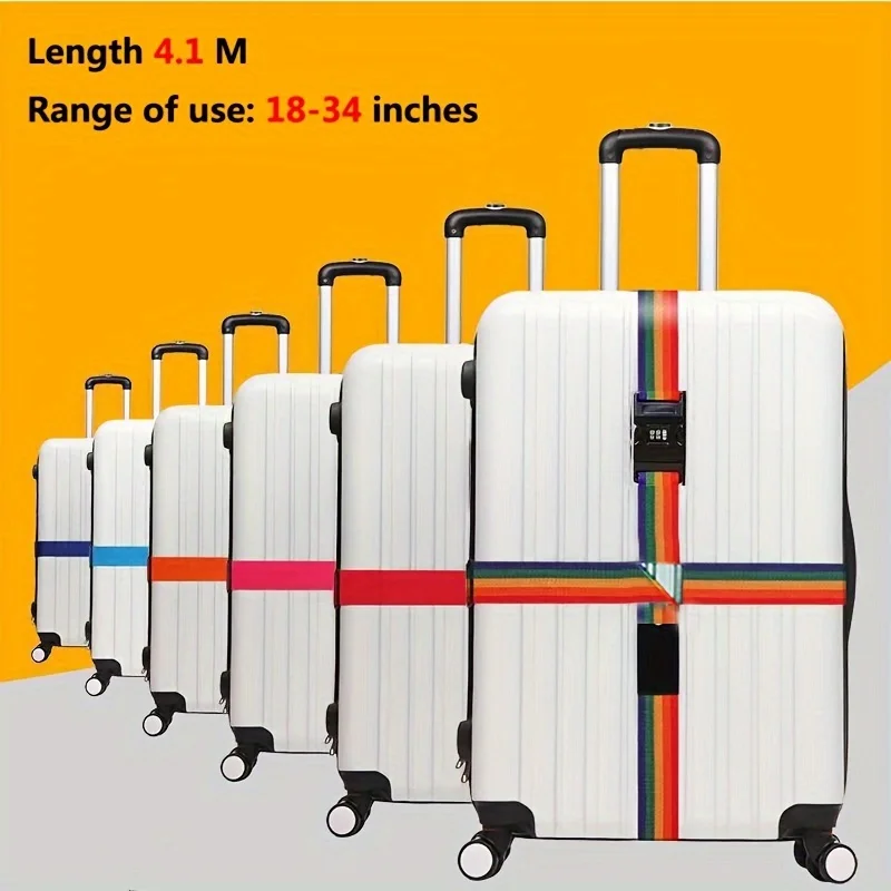 410cm Adjustable Luggage Strap Travel Essential Accessories Suitcase Supplies Fixed Belt Password Straps For 18-34 Inch