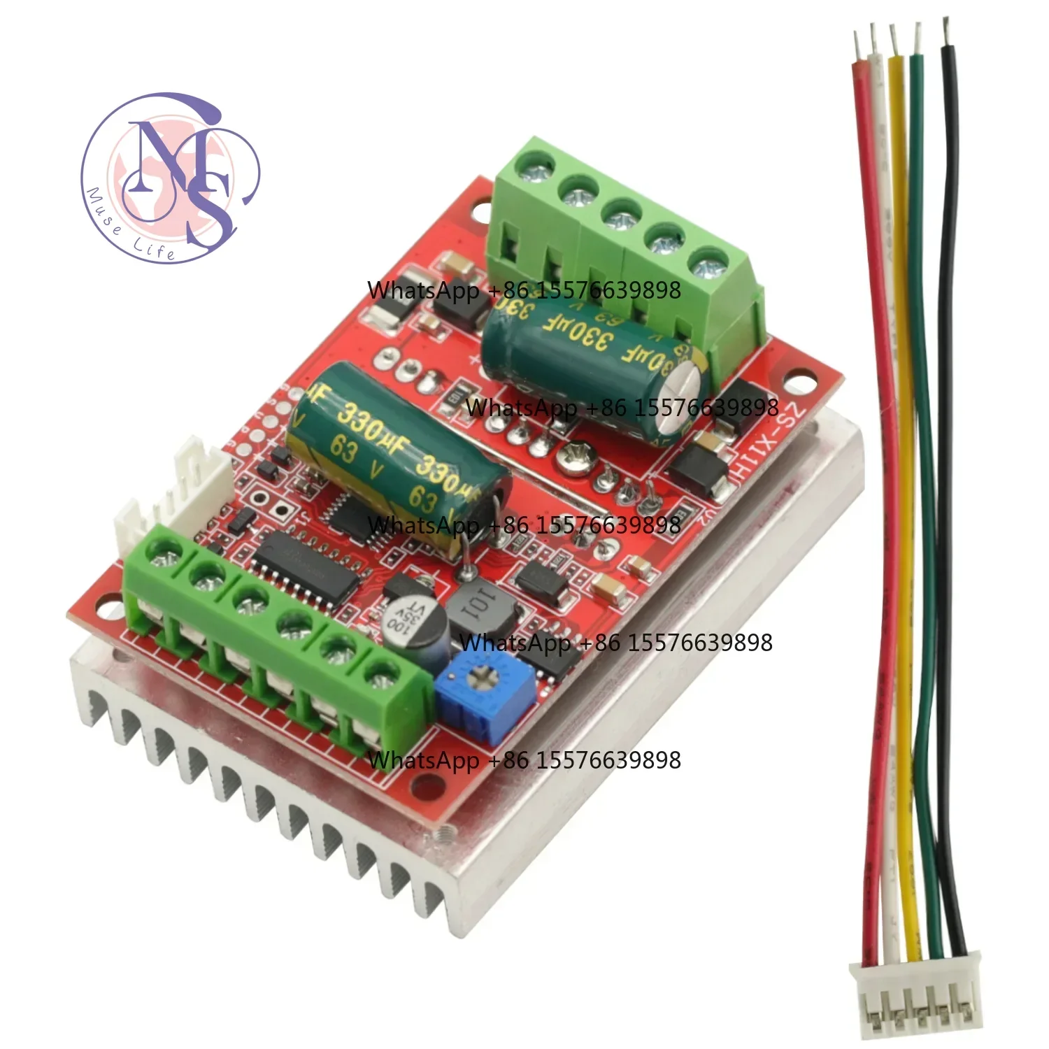 ZOCI-DC 6-60V 16A 400W 3 Phase BLDC Brushless Motor Driver Module with Hall Sensor, Forward Reverse Brake PWM Control