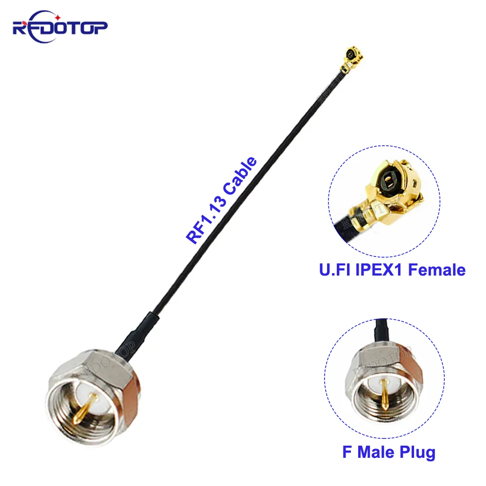 

2PCS/Lot F Male to uFL/u.FL//-1 Female Connector 50 Ohm RF1.13 RF Coaxial Pigtail 3G Antenna Extension Coax Cable