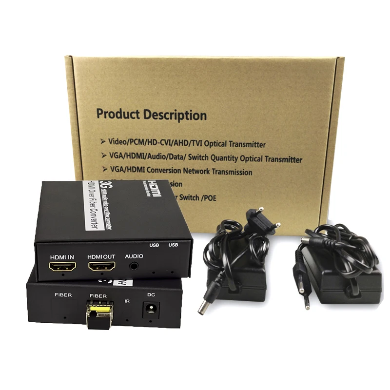 H/DMI to Fiber Media Converter with Audio De-embedding and Local Loopout H/DMI Video Audio Extender SFP LC Voltage 12VDC