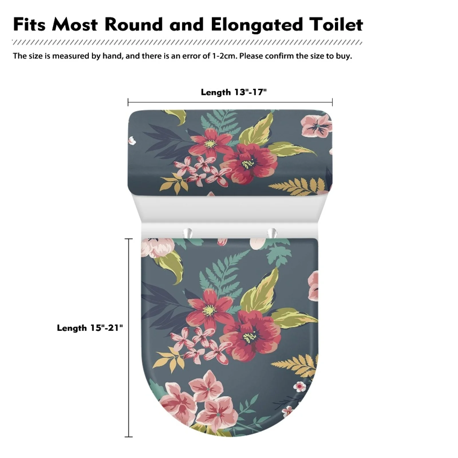 Toilet Cover and Tank Lid Protectors Tropical Flower Toilet Seat Covers Fits Most Toilet Tanks and Lids Stylish Toilet Cover Set