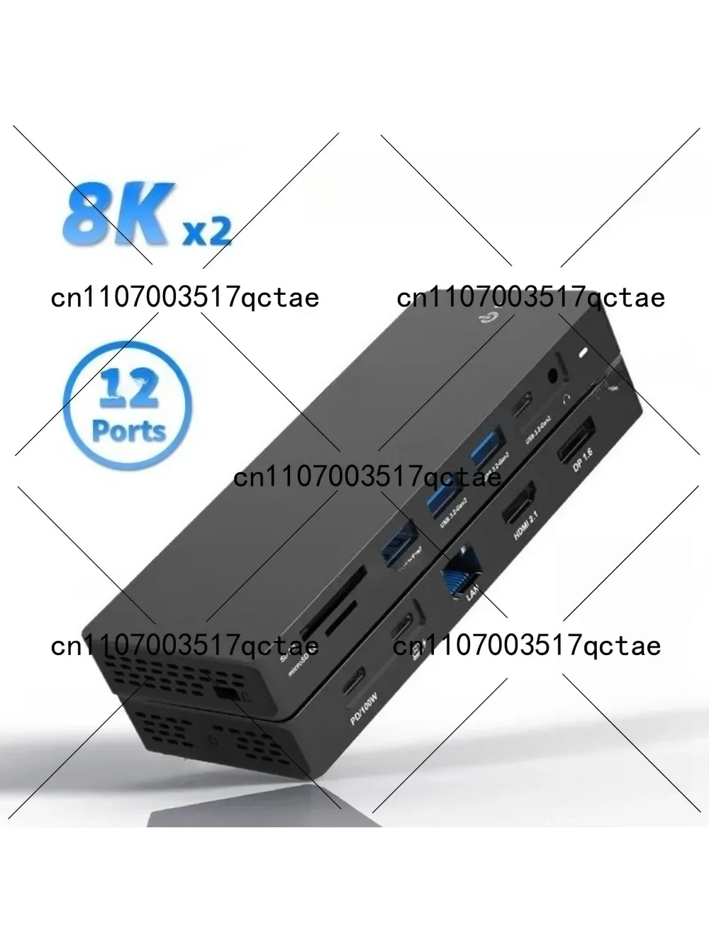 12 in 1 Type-C Docking Station 8K High Definition Triple Display Hub Converter with DP & HDMI for Laptop Expansion