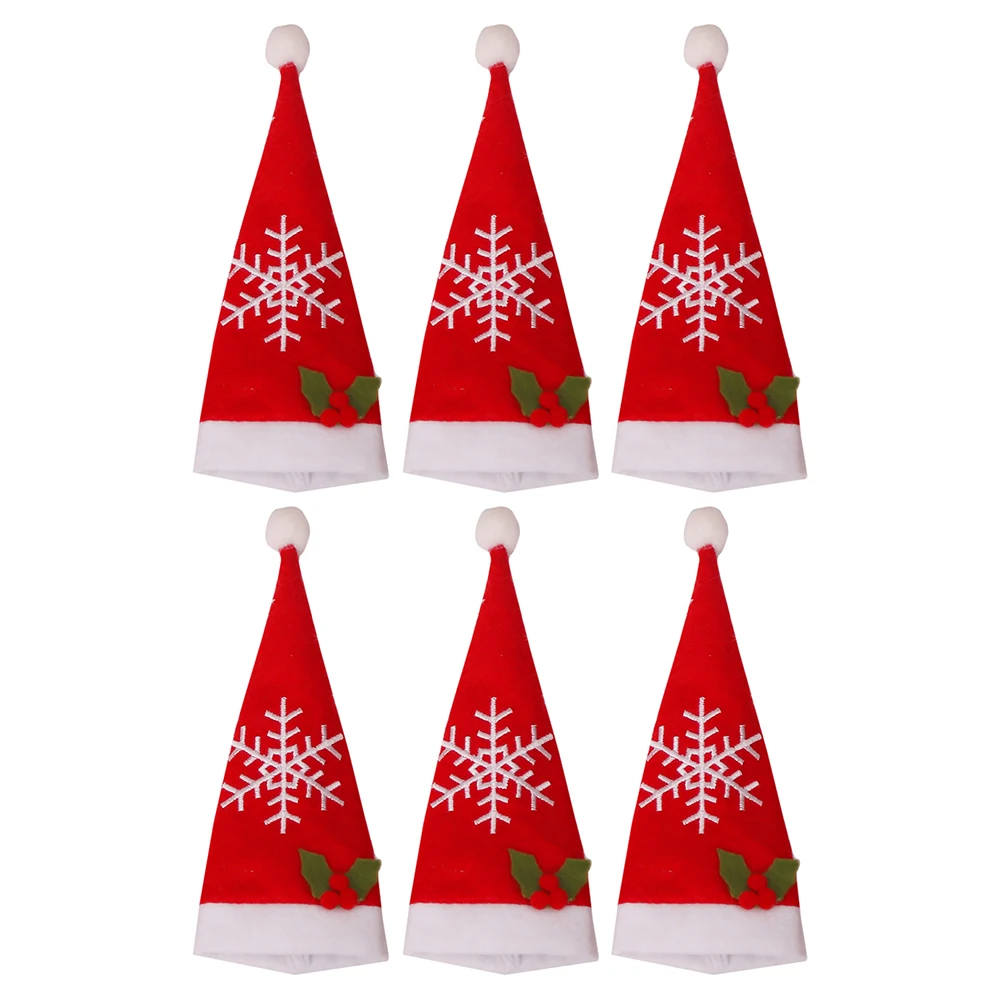 

6 pcs CutlerySet SantaHat TablewareHolder Red ChristmasDiningBag SilverwareCover Storage Durable Practical Festive Atmosphere