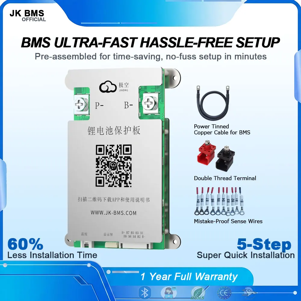 jkスマートbms-bd4a8s4pアクティブバランサー-8s-40a-lcd-bluetooth対応-lifepo4-li-ion-lto-bms-ソーラーrv-eバイク用-アクセサリーキット付き