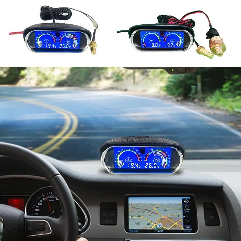 Water Temp Voltmeter Gauge 2 In 1 Car Meter Water Temperature Gauge Universal Sensor Adapter Car Racing Gauge For Car Truck Auto