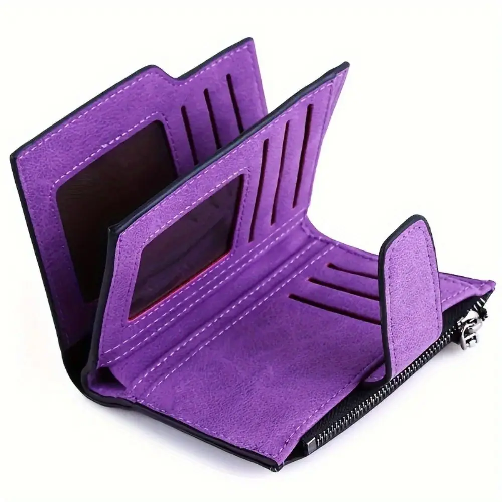 New Fashion PU Leather Short Small Wallets Folding Card Bag Coin Card Holder Women's Wallets Women