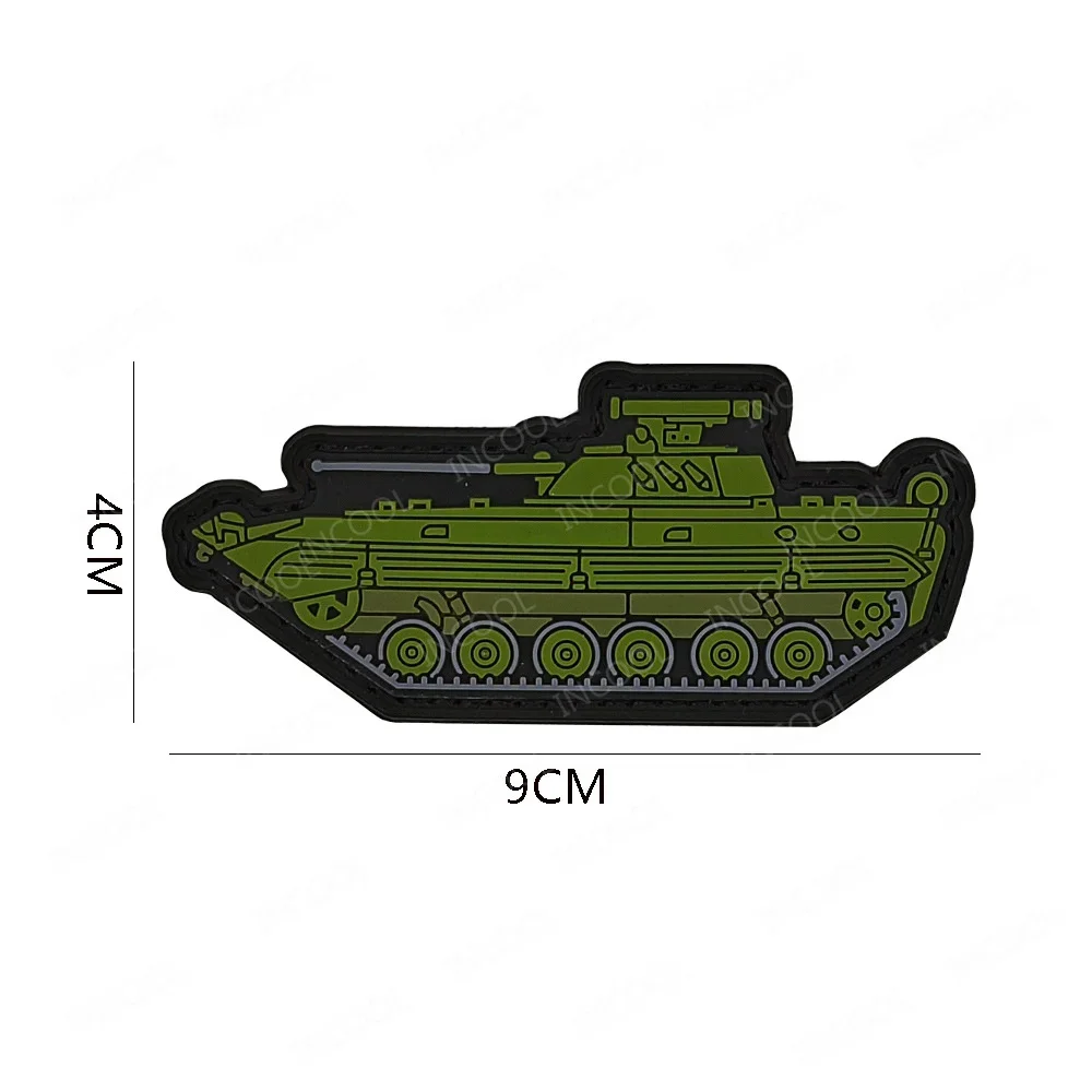 3D PVC Armored Vehicle Tank Patches Outdoor Decorative Tank Rubber Hook Back Patches For Clothing Accessory Shoulder Appliques