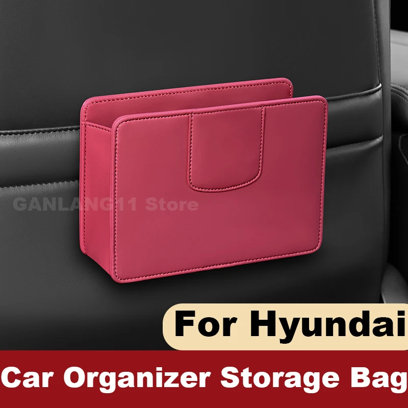 

Leather Car Organizer Storage Bag For Hyundai Porter Grandeur Sonata Avante Tucson Santa Fe IONIQ 5 6 NEXO Casper Accessories