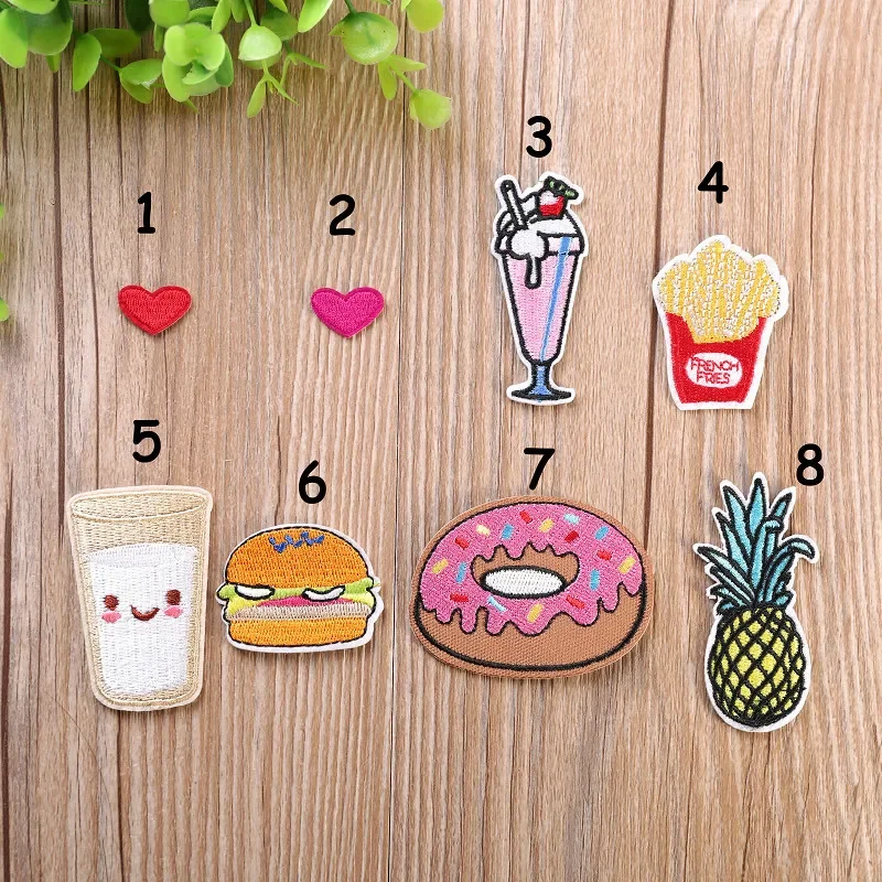 5pcs/High Quality Embroidery Patch Embroidery Chapter Fries Pineapple Burger DIY Clothes Shoes Hat Bags Accessories Cloth Paste