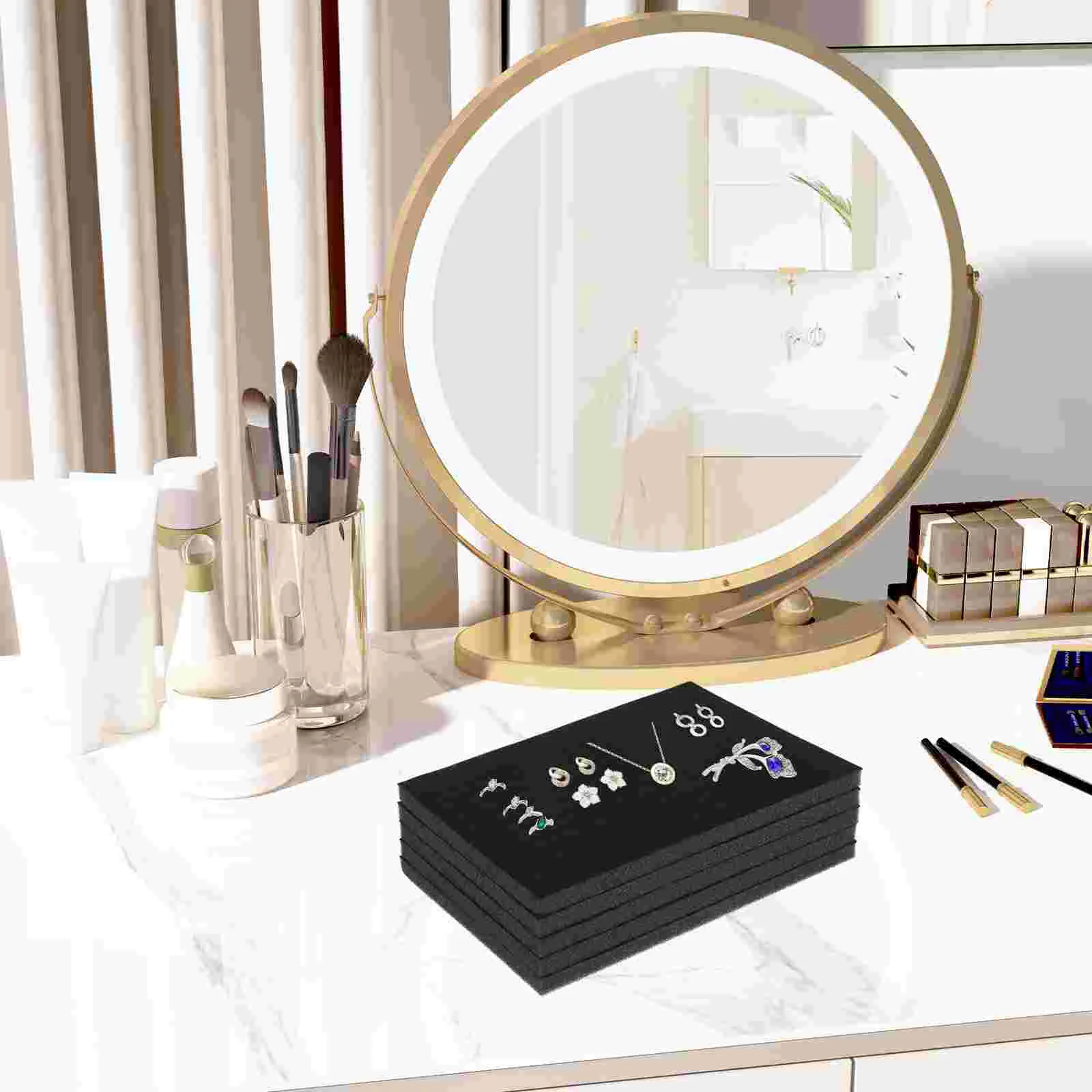 5 Pcs Foams Pad Storage Drawer Clear Display Case Jewelry Insert Sponge Holder Helix Stud Earring Tray Box Mat