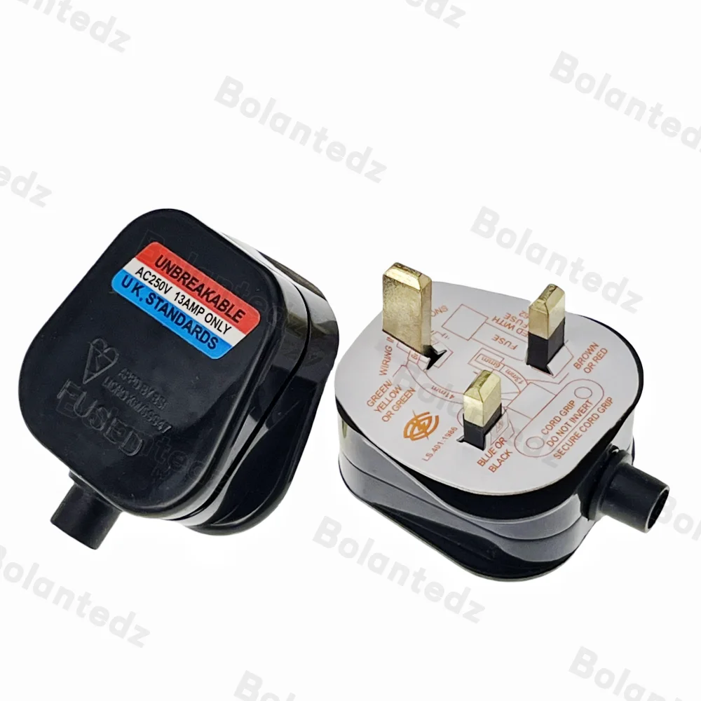High Quality Black/White 3 Pin UK Mains Top Plug 13A Appliance Power Socket Fuse Adapter Household,British plug assembly type BK