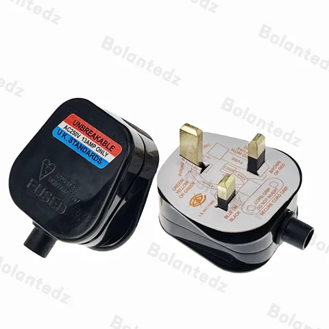 High Quality Black/White 3 Pin UK Mains Top Plug 13A Appliance Power Socket Fuse Adapter Household,British plug assembly type BK