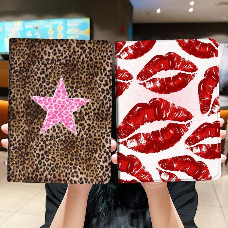 

Leopard Print Pink Star Gift Tablet Case For Lenovo Xiaoxin Legion Pad Tab Pro GT Y700 Gen4 2 11 P11 M10 K10 3rd Plus Gen