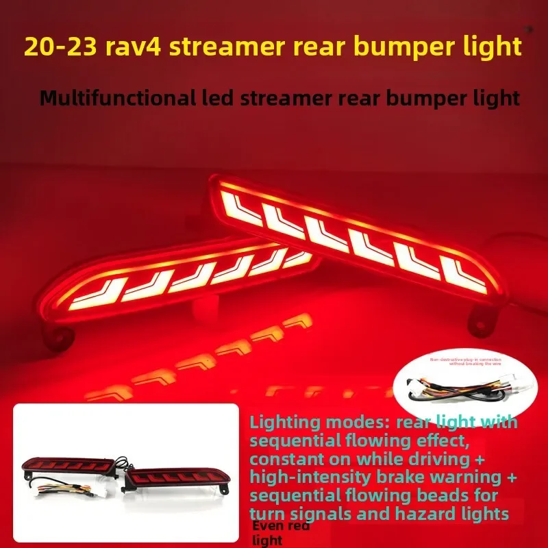 

2Pc LED Rear Bumper Light Reflector Driving Brake Light Dymanic Turn Signal Rear Fog Lamp for Toyota RAV4 2020-2023, Plug & Play