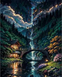 Ruopoty 5d Diy Full Square Diamond Painting Landschap Peak Drill Modern House Craft Kit Vriend Cadeau Wanddecoratie