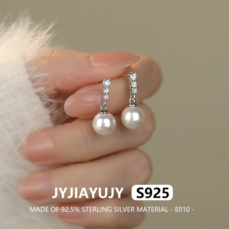 

Серьги-подвески JYJIAYUJY из 100% стерлингового серебра S925, в наличии, с бриллиантами, круглые, модные, для повседневной носки, E010