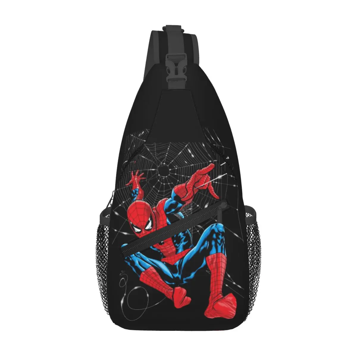 Mochila personalizada con estampado 3D de Spiderman, bolso de hombro cruzado, bandolera de pecho, telaraña, viaje, senderismo