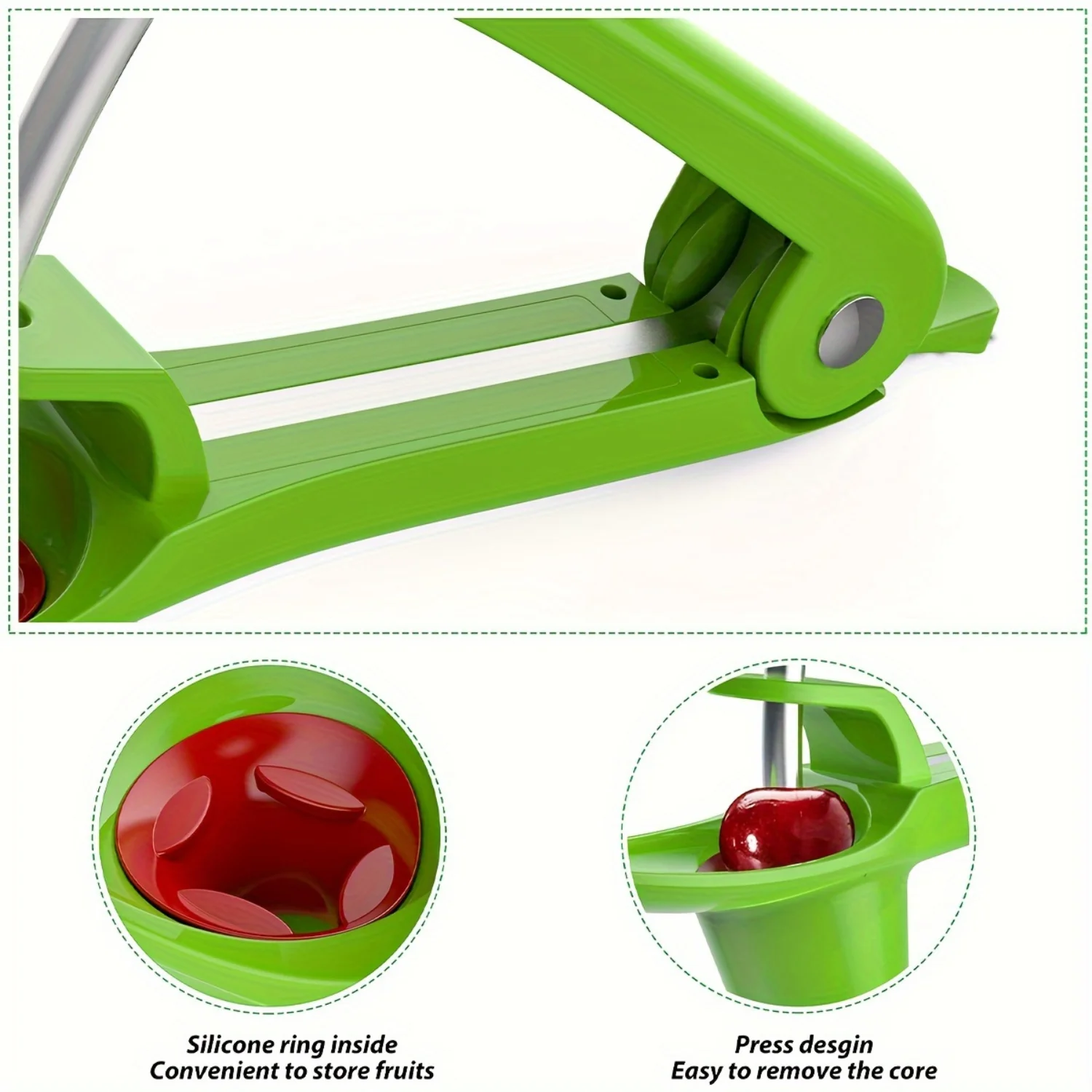 Juego de Herramientas de cereza reutilizables, Corer de cerezas, Corer de frutas, Corer de cereza para el hogar, núcleo de espino R, 4 piezas