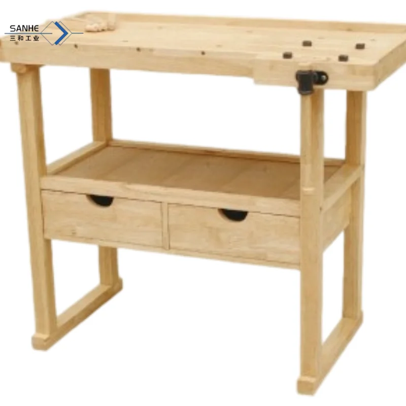 New and Used Home Workshop Steel Workbench with Wooden Drawers for Garage Featuring Essential Motor and Bearing Components