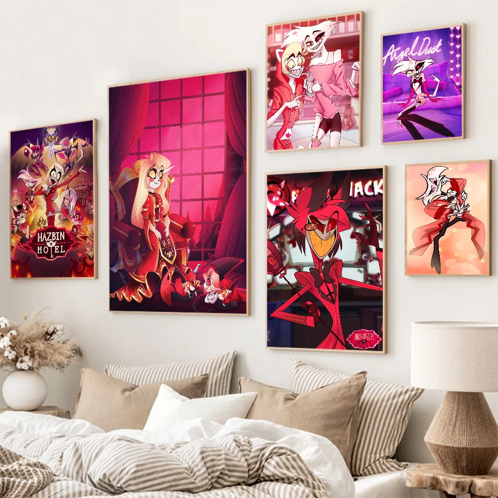 H-Hazbin H-Hotel DIY Sticky Poster Whitepaper Prints Posters Artwork Vintage Decorative Painting