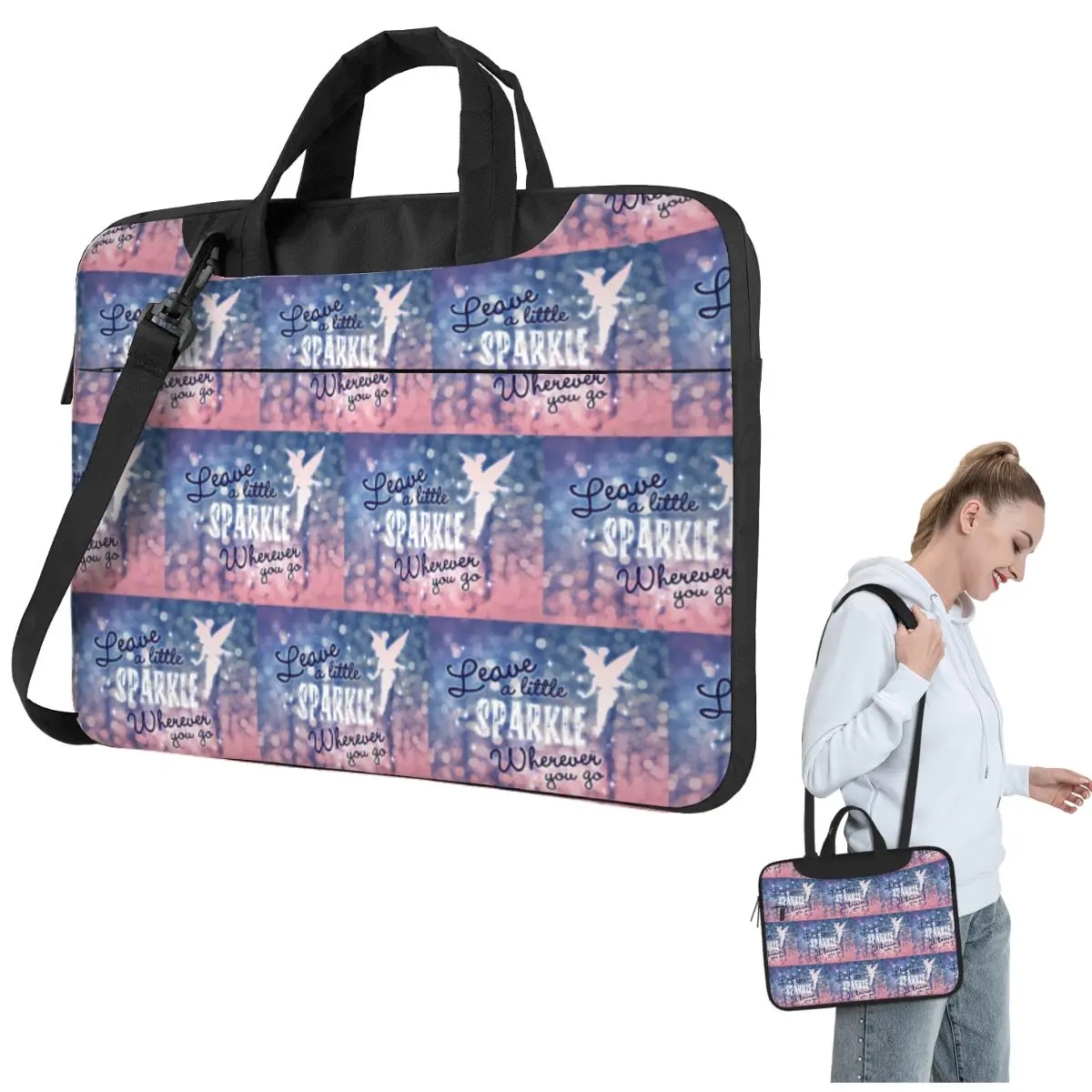 

Leave A Little Sparkle Wherever You Go Crossbody Laptop Bag Case Computer Bag 13 14 15.6 Inch Notebook Pouch for Macbook Pro