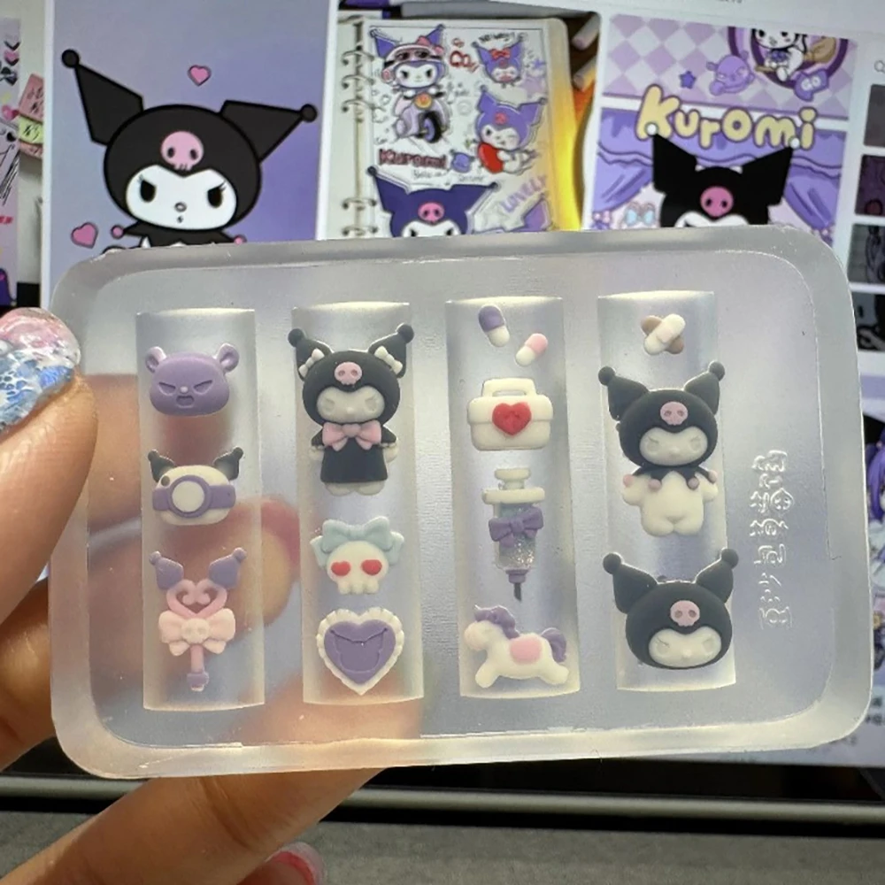 

1Pc Kawaii Cartoon Kuromi 3D Acrylic Nail Mold Decoration Medicine Box Capsule Magic Wand Camera Diy Design Silicone Nails Mold