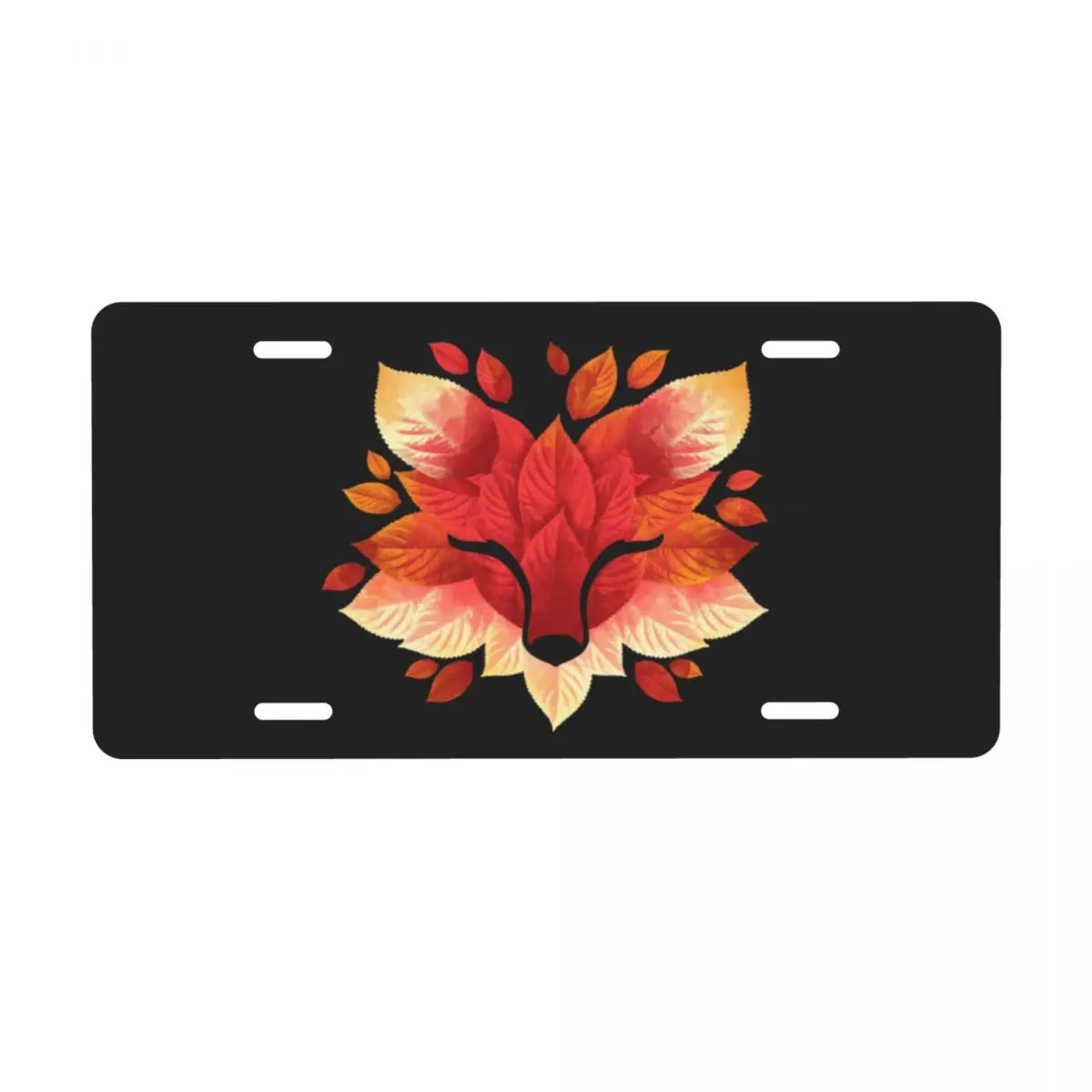 Personalized Animal Print License Plate Cover Fox Of Leaves Decoration Vanity Tag Aluminum Metal License Plate Sign 6x12 Inch