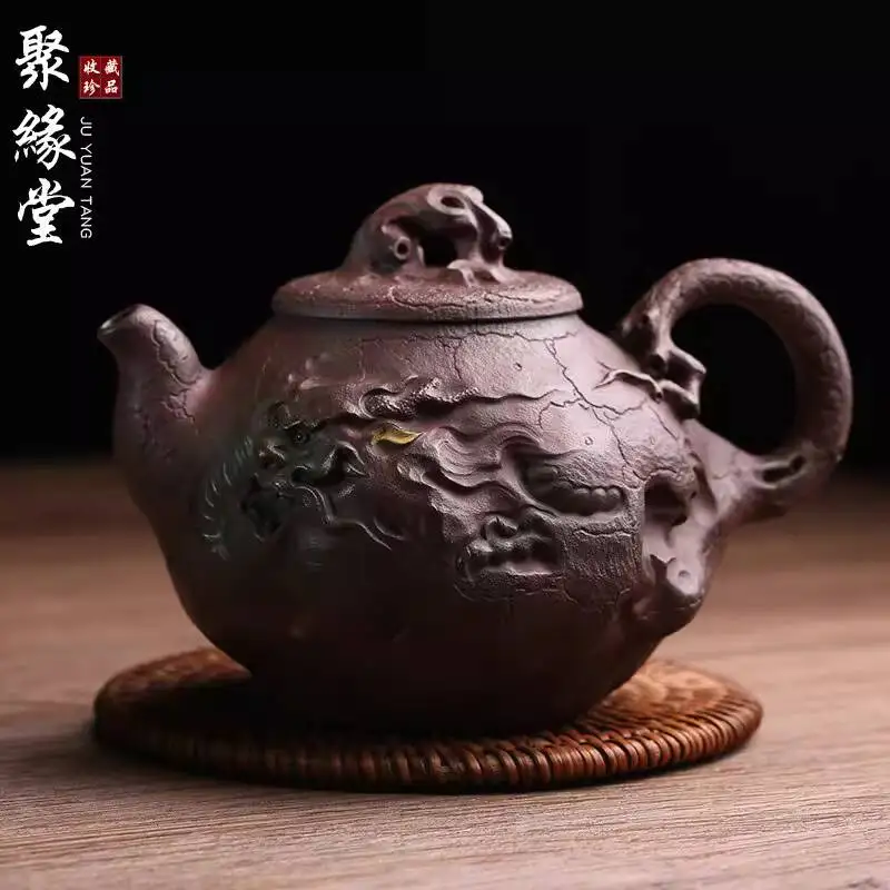 Yixing Original Purple Clay Longze Sifang Gongchun Pure Handmade By Famous Artists, High-Quality Water Wave Teapot, Kung Fu Tea