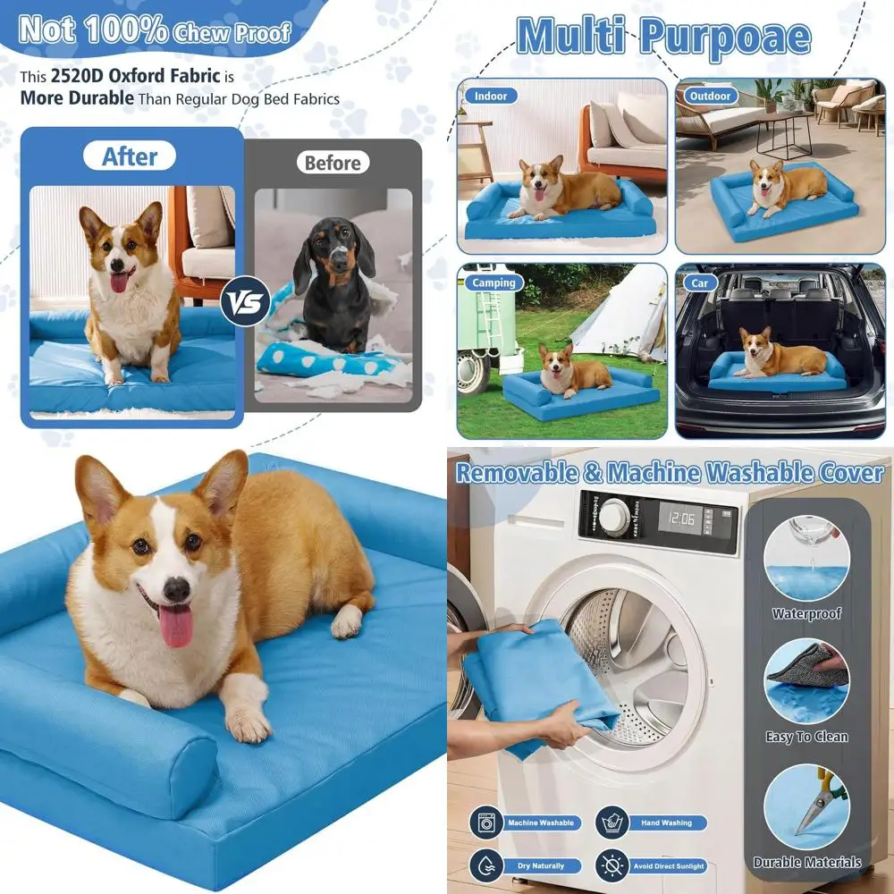 

Orthopedic Memory Foam Dog Bed - Waterproof, Non-Slip, Durable Support Sofa for Medium to Large Dogs, 42x30 Blue