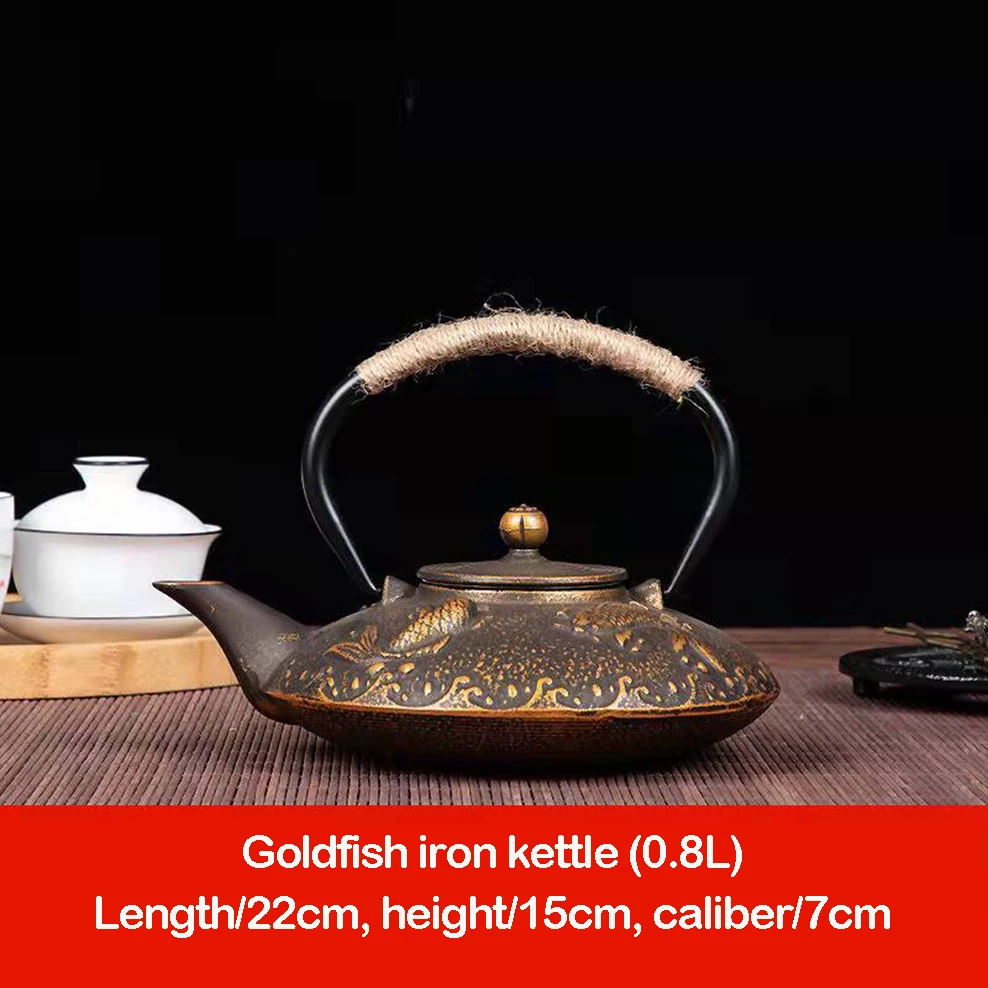 800ML Cast Iron Teapot Japanese-style Boiling Kettle Beauty Health Pig Iron Boiling Water Pot Retro Tea Set