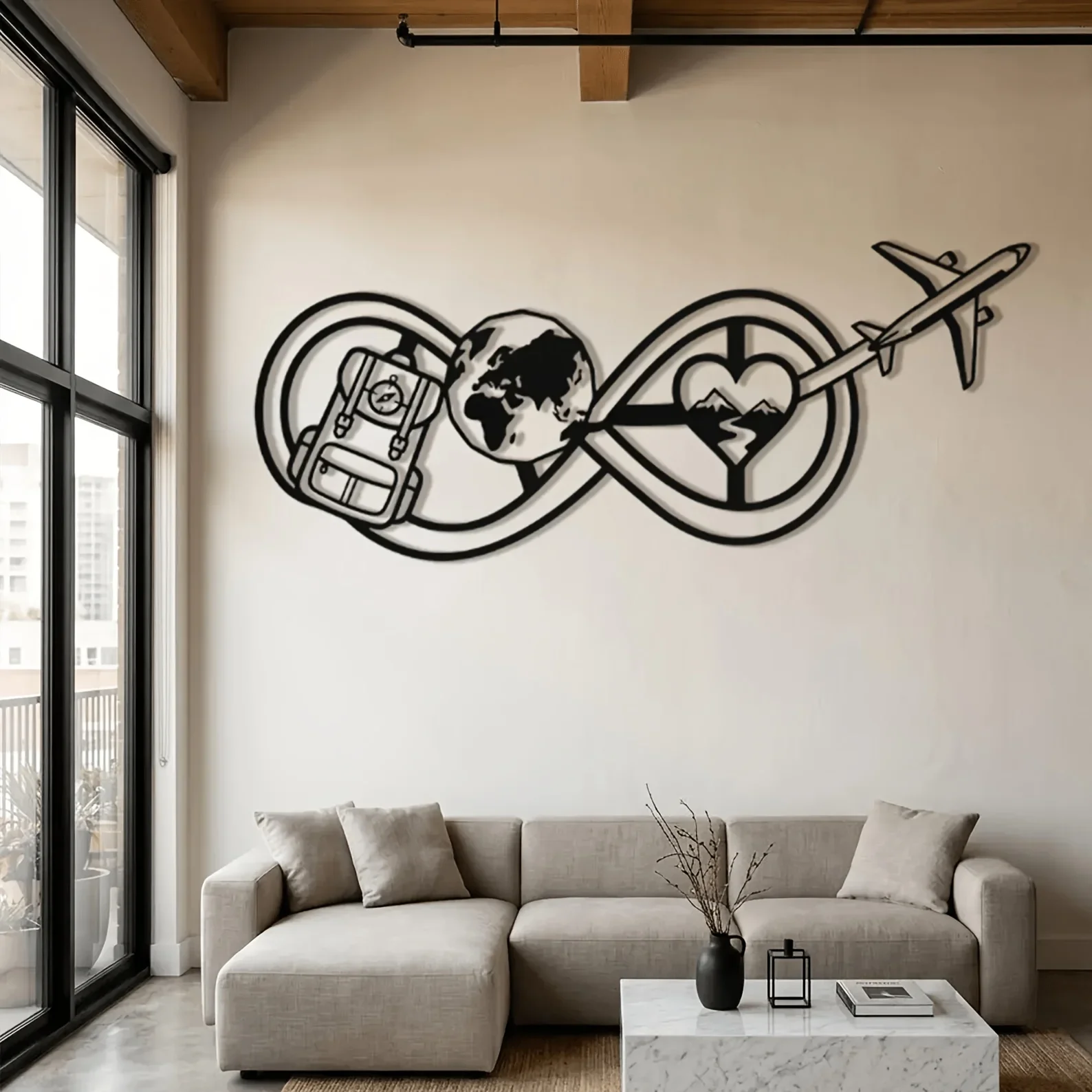 CIFBUY Adventure Infinity Travel Metal Wall Hanging, Iron Cutout Sculpture, Perfect Gift for Travel Enthusiasts