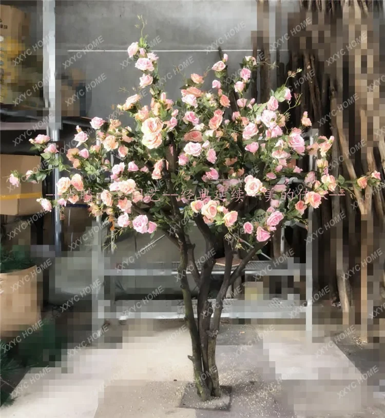 H Artificial Rose Fake Trees Large Plant Indoor Living Room Wedding Celebration Happiness Tree Decoration