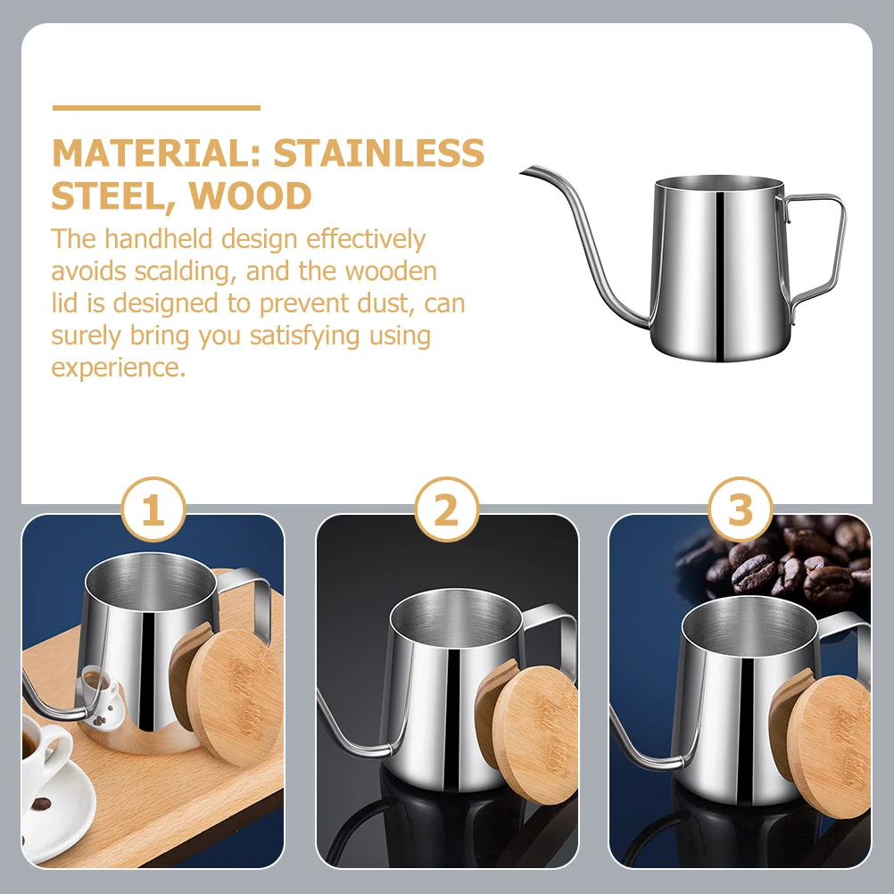 

Hand Drip Coffee Kettle 250ml Stainless Steel Narrow Spout Handheld Portable Coffee Pot Smooth Flow for Tea Water