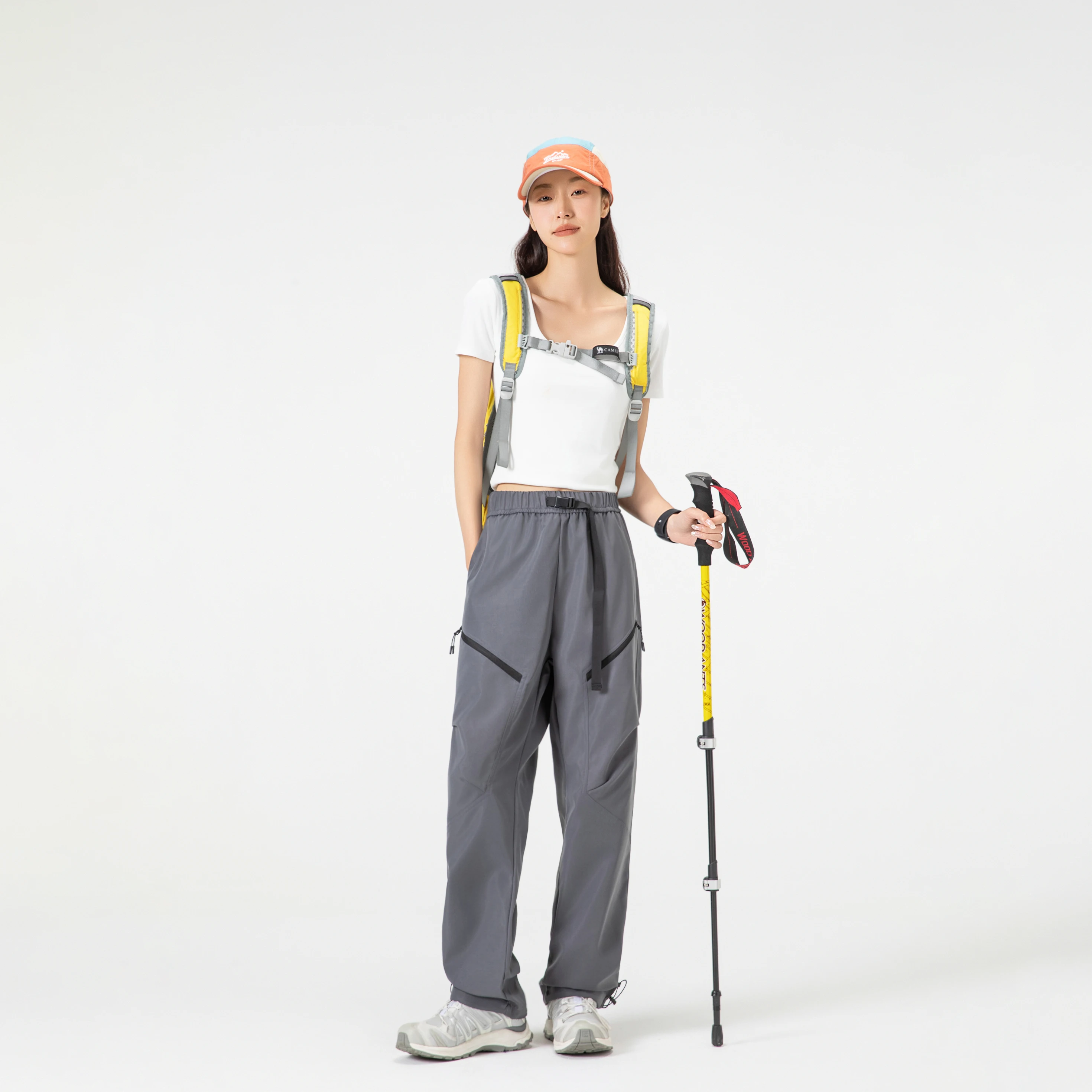 2025年秋 ドローストリング スウェットパンツ メンズ ホワイト ファッション ジッパー マルチポケット カジュアル ワイドパンツ ルーズ ストレート カジュアル 男性用