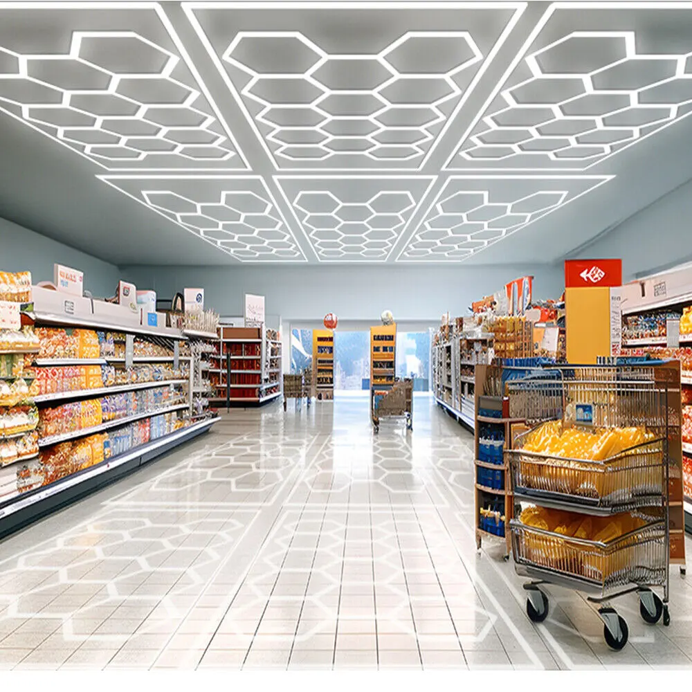 Garage Light Hexagon Lights With borders Lamp 110V Highly Efficient Honeycomb LED Light Customized for Barber Ceiling Lighting