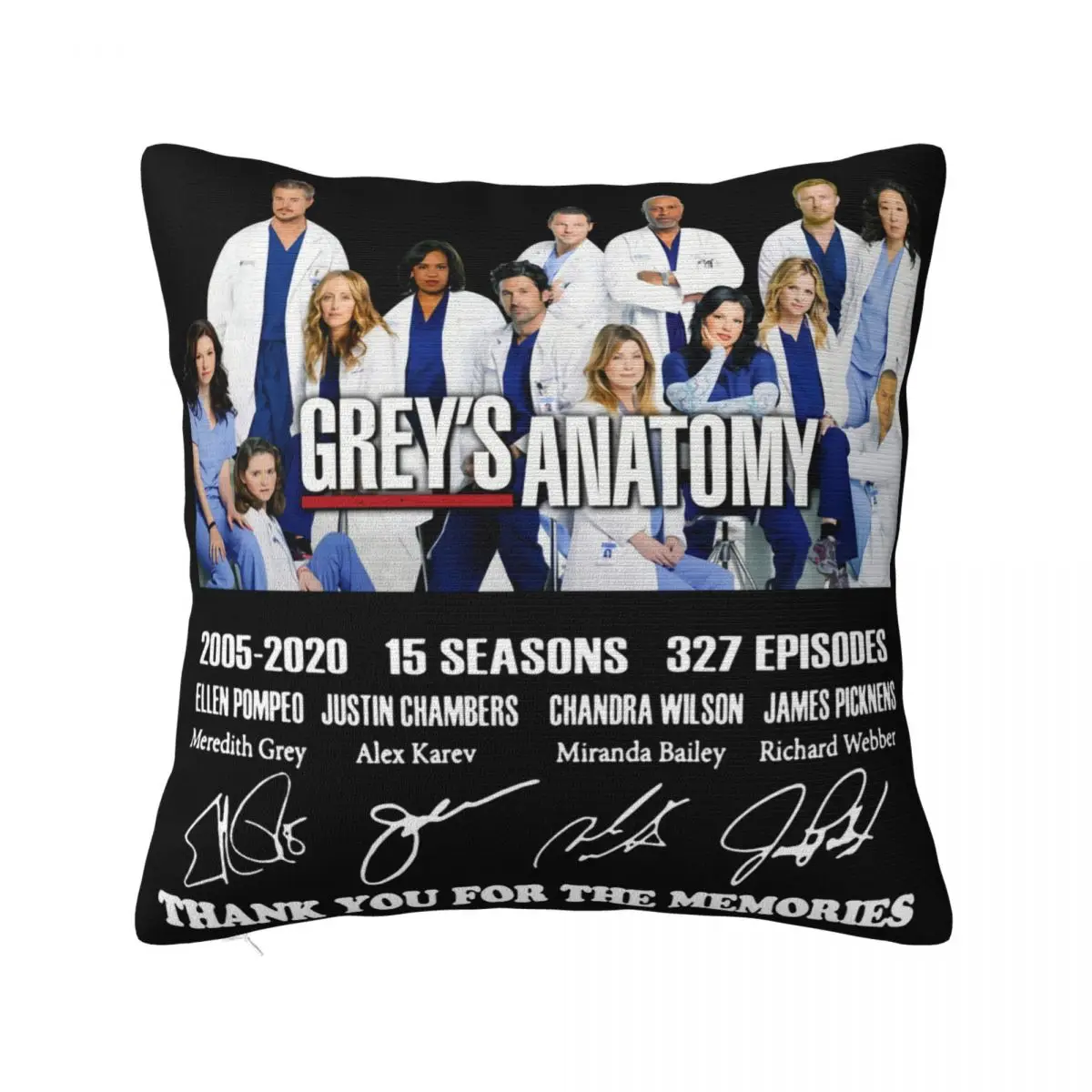 Greys Anatomy 15 Years 15 Seasons Thank You Signature Mug S3Xl Women Men Interested Creative Design Pillow Case