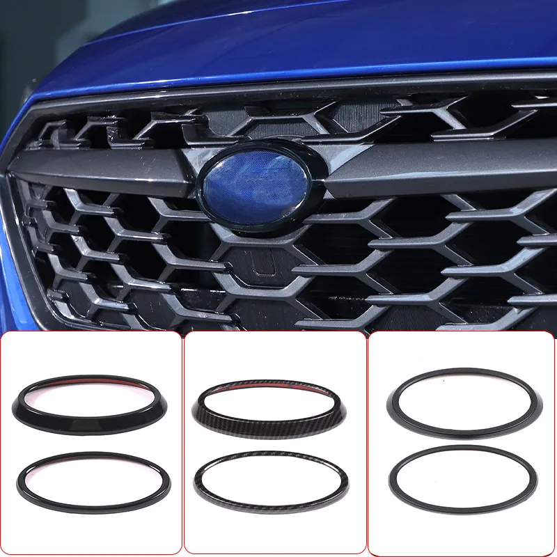 ABS Carbon Fiber/Black For Subaru WRX 2022-2025 Logo Decoration Ring Front And Rear Logo Cover Car Stickers Accessories