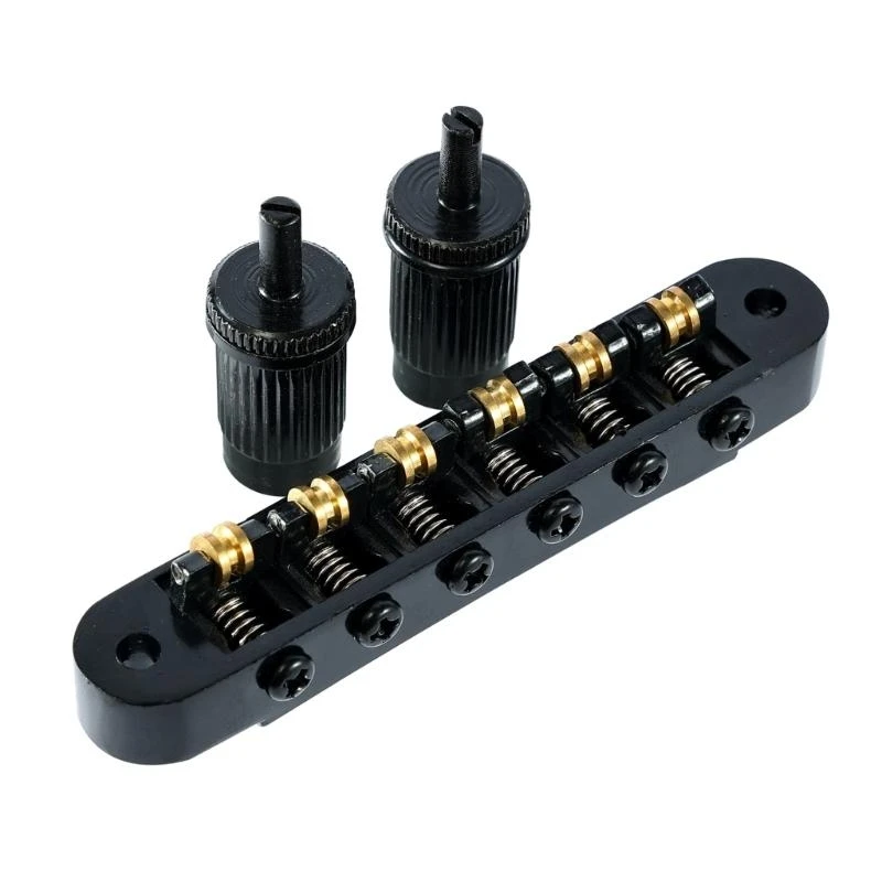 

652F Guitar Roller Saddle Bridge Tune O-Matic Bridges with Post Hole 6.3mm Replacement Set for Most 6 String Electric Guitars