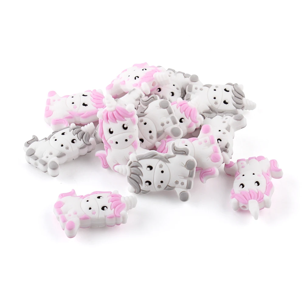 5/20/50pcs Silicone Beads Unicorn Animal Focal Beads DIY Pendant  Keychain Necklace Accessories For Jewelry Making