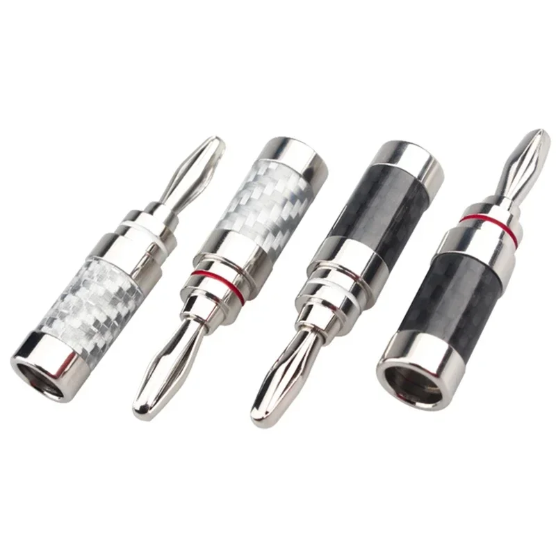 Schraube Locking Bananen Stecker DIY Lautsprecher Stecker Carbon Faser Rhodiniert HiFi Audio Verstärker Adapter