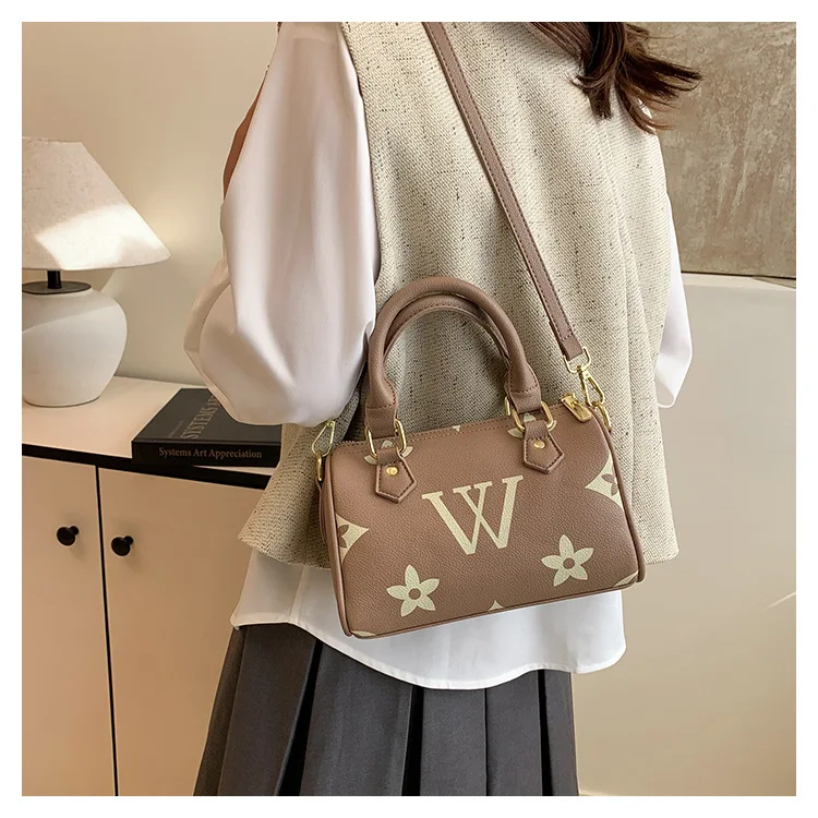 حقيبة يد مطبوعة ممتازة جديدة لعام 2025 - ريترو قديم - تصميم حروف الزهور، حقيبة ساعي نسائية متعددة الاستخدامات، حقيبة مربعة صغيرة عصرية