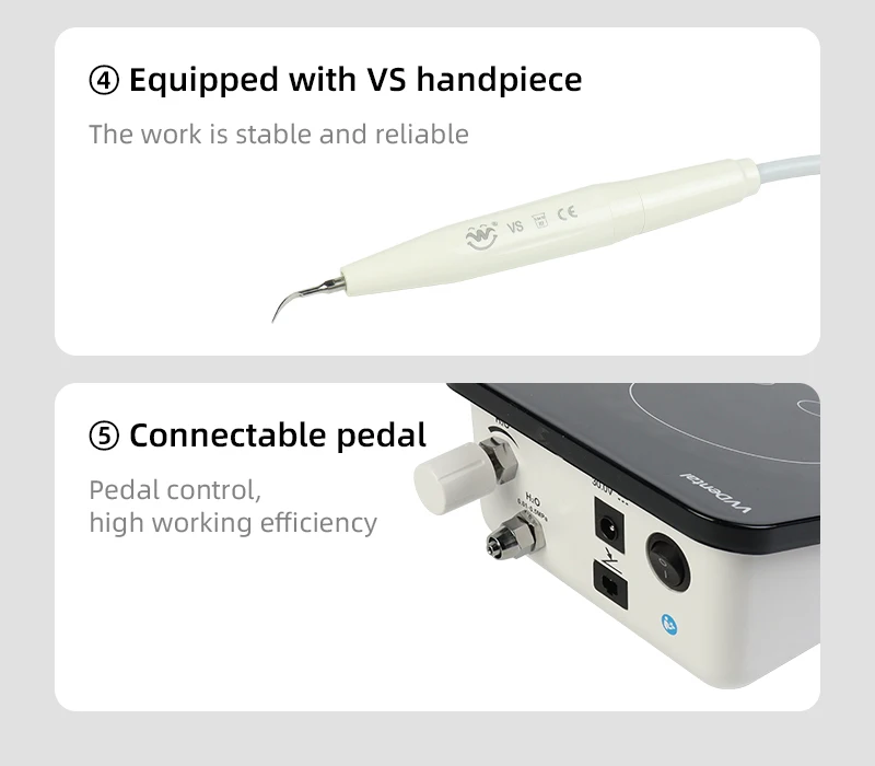 VVDental Ultraschall-Scaler-Maschine mit 5 Aufsätzen, passend für DTE Satelec Handstück zur Entfernung von Zahnstein und Zahnverfärbungen, Zahnärztliche Instrumente – Detail 7