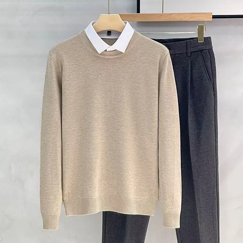 

2025 New Men's Sweater Pullovers Korean Winter Warm O Neck Sweater High Quality Cool Top Knitted Base Shirt Men's Clothing
